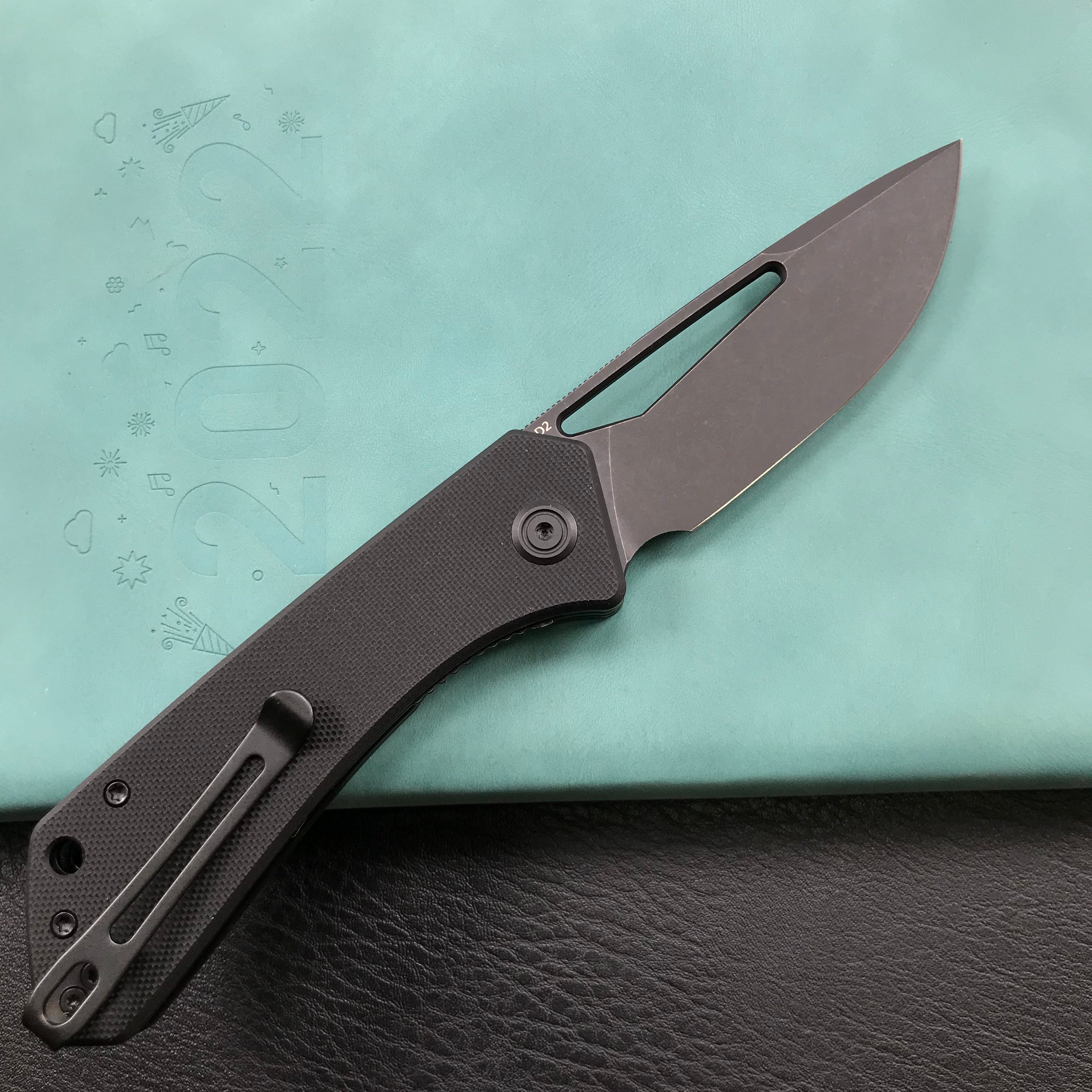 KUBEY KU331G Front Flipper EDC Pocket Folding Knife Black G10 Handle 3.27" Dark Stonewahsed D2