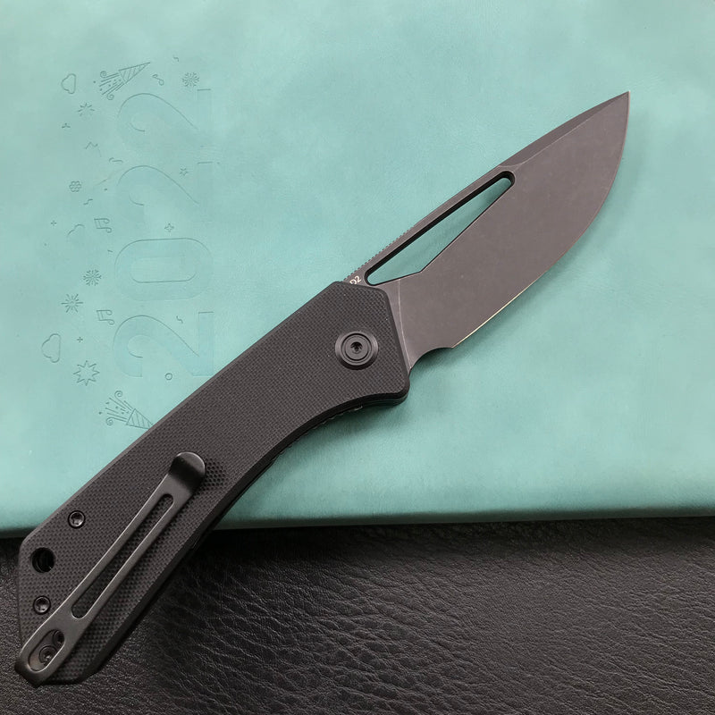 KUBEY KU331G Front Flipper EDC Pocket Folding Knife Black G10 Handle 3.27" Dark Stonewahsed D2