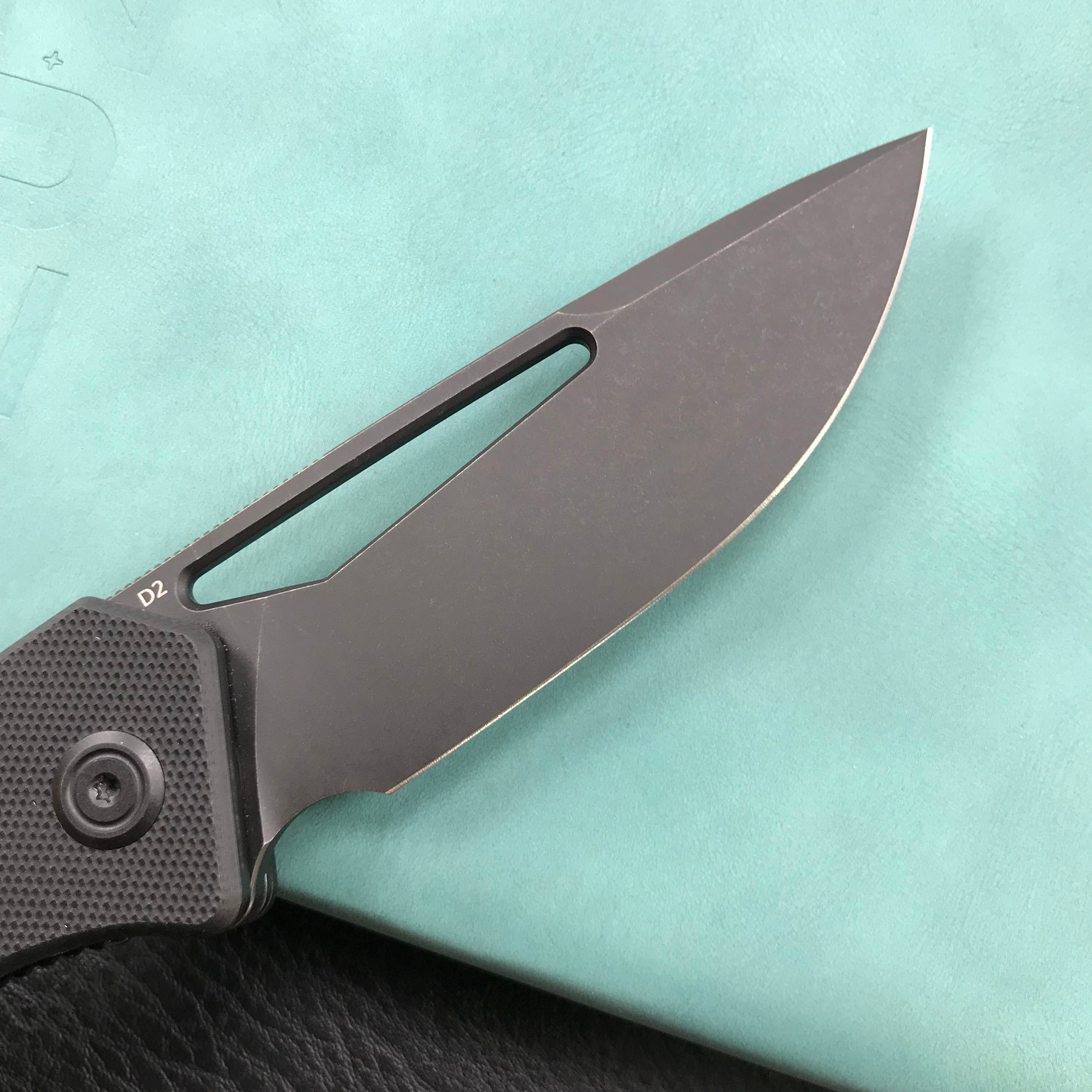 KUBEY KU331G Front Flipper EDC Pocket Folding Knife Black G10 Handle 3.27" Dark Stonewahsed D2