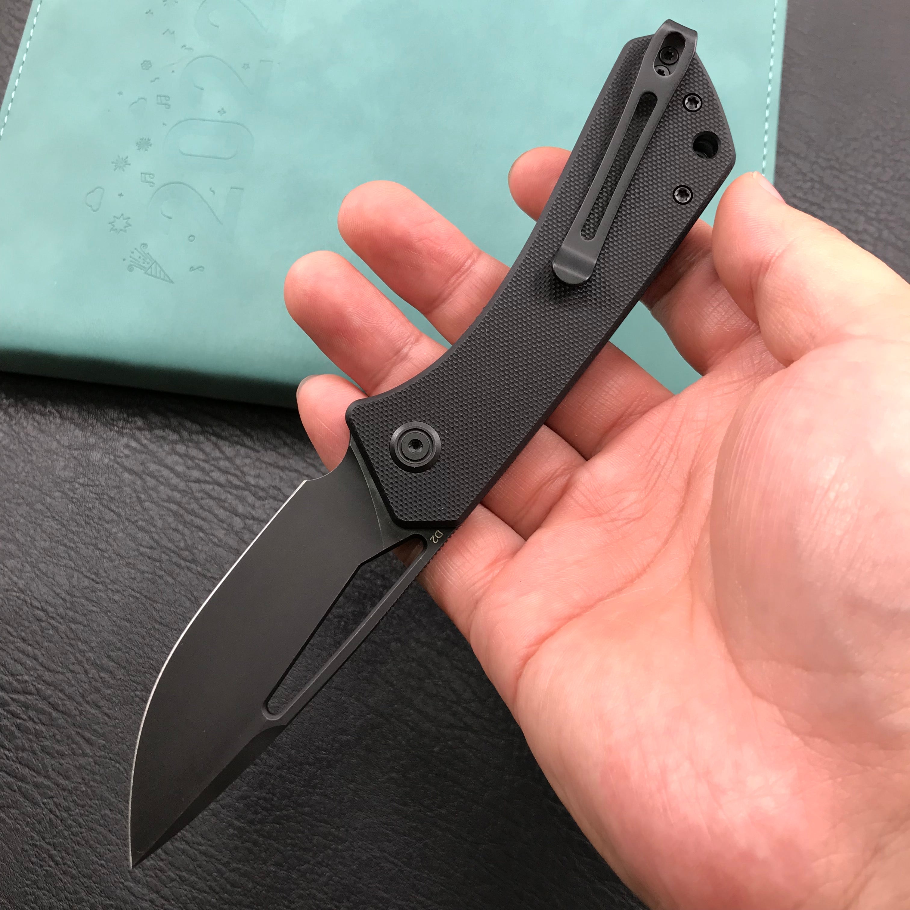 KUBEY KU331G Front Flipper EDC Pocket Folding Knife Black G10 Handle 3.27" Dark Stonewahsed D2