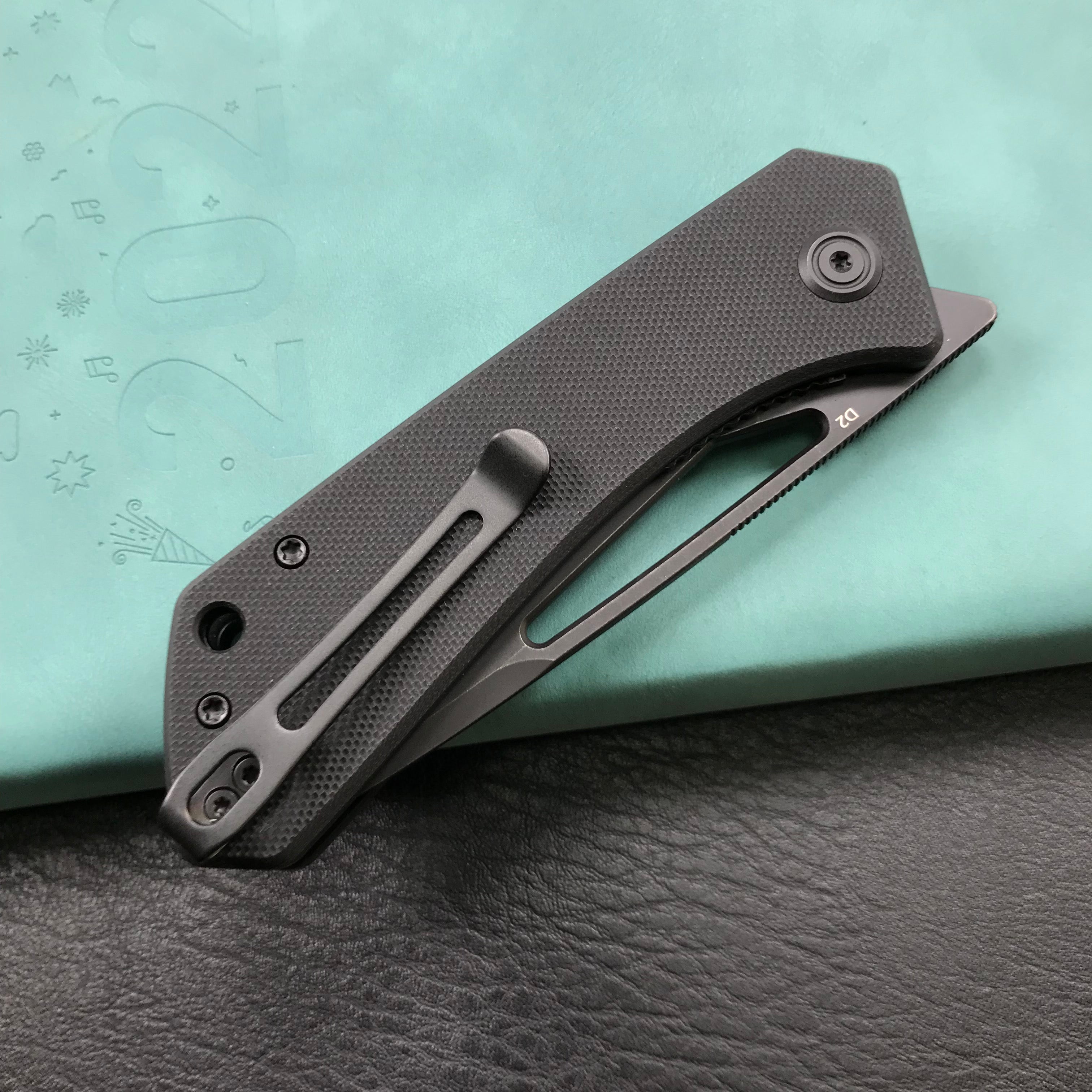 KUBEY KU331G Front Flipper EDC Pocket Folding Knife Black G10 Handle 3.27" Dark Stonewahsed D2