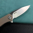 KUBEY KU055C Liner Lock Flipper Folding Knife Tan G10 Handle 2.95" Satin D2