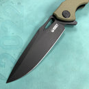 KUBEY KB245I Raven Liner Lock Flipper Knife Green G10 Handle 3.5" Dark Stonewashed AUS-10