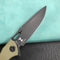 KUBEY KB245I Raven Liner Lock Flipper Knife Green G10 Handle 3.5" Dark Stonewashed AUS-10