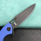 KUBEY KB245H Raven Liner Lock Flipper Knife Blue G10 Handle 3.5" Dark Stonewashed AUS-10