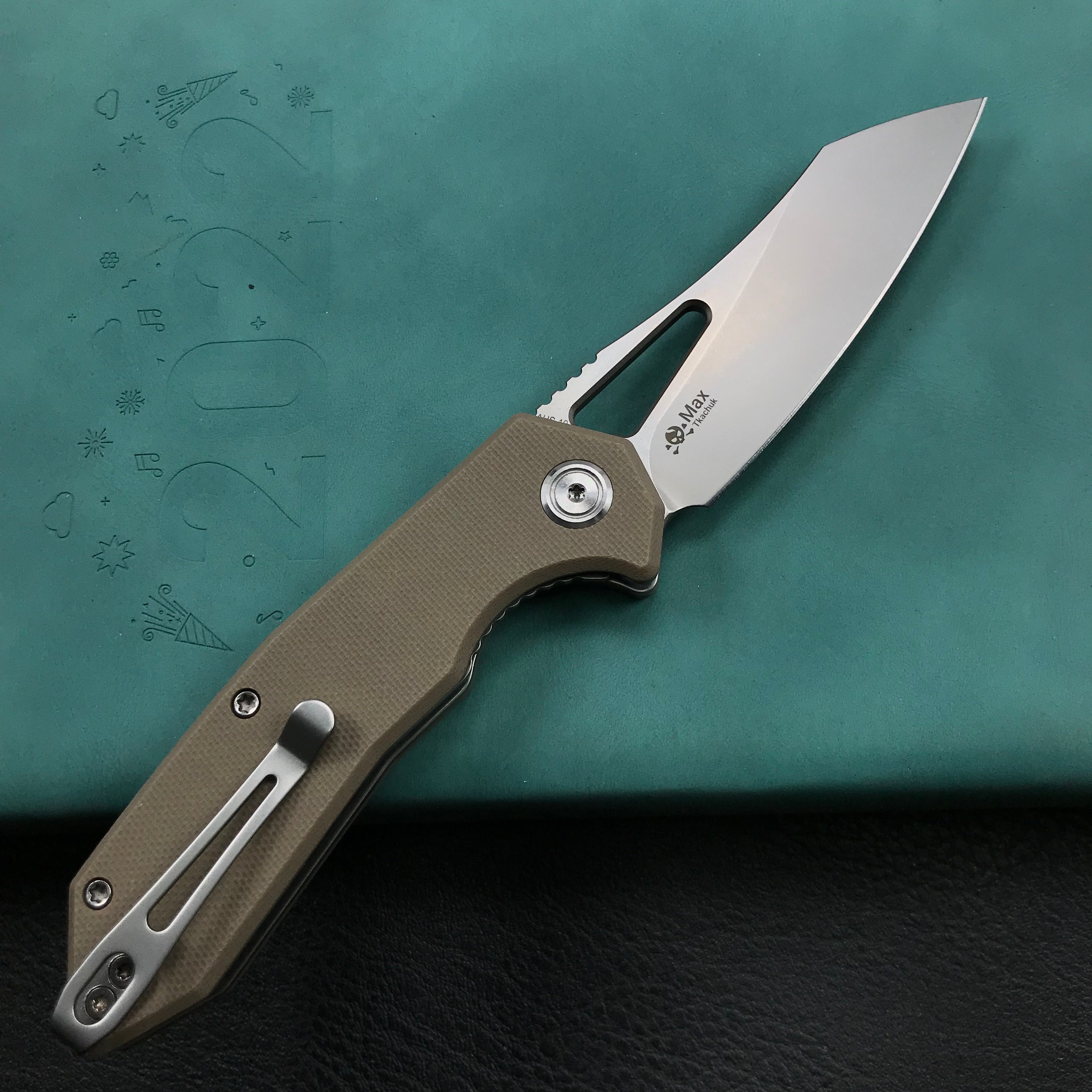 KUBEY KU291B New Vagrant Liner Lock Folding Knife Tan G10 Handle (3.1" Sandblast AUS-10)