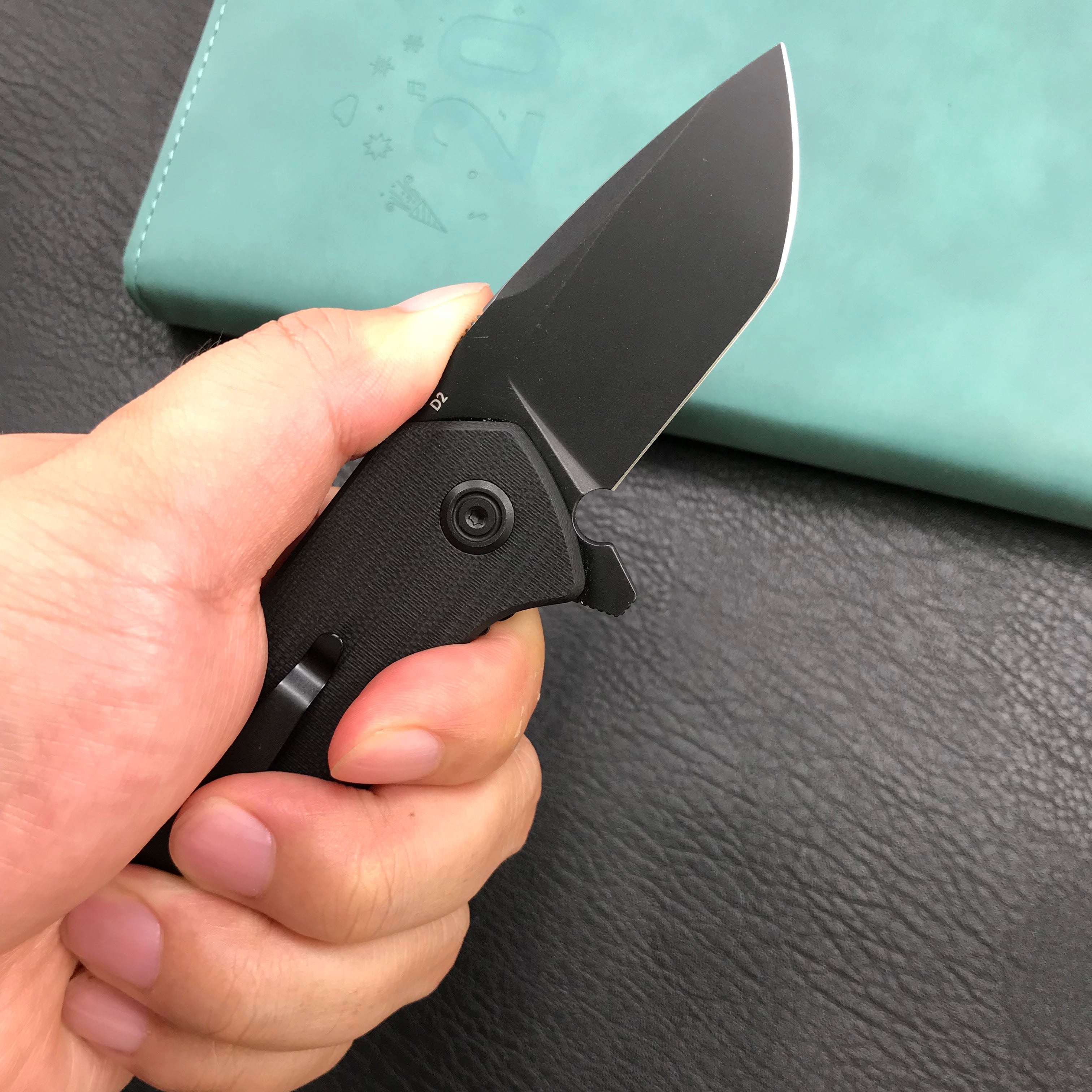 KUBEY KU203J Campe Liner Lock EDC Flipper Knife Striped Black G10 Handle 2.36"Dark Stonewashed D2