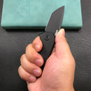 KUBEY KU203J Campe Liner Lock EDC Flipper Knife Striped Black G10 Handle 2.36"Dark Stonewashed D2