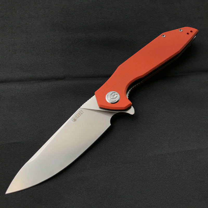 KUBEY KU117D Nova Liner Lock Flipper Folding Pocket Knife Orange G10 Handle Satin D2