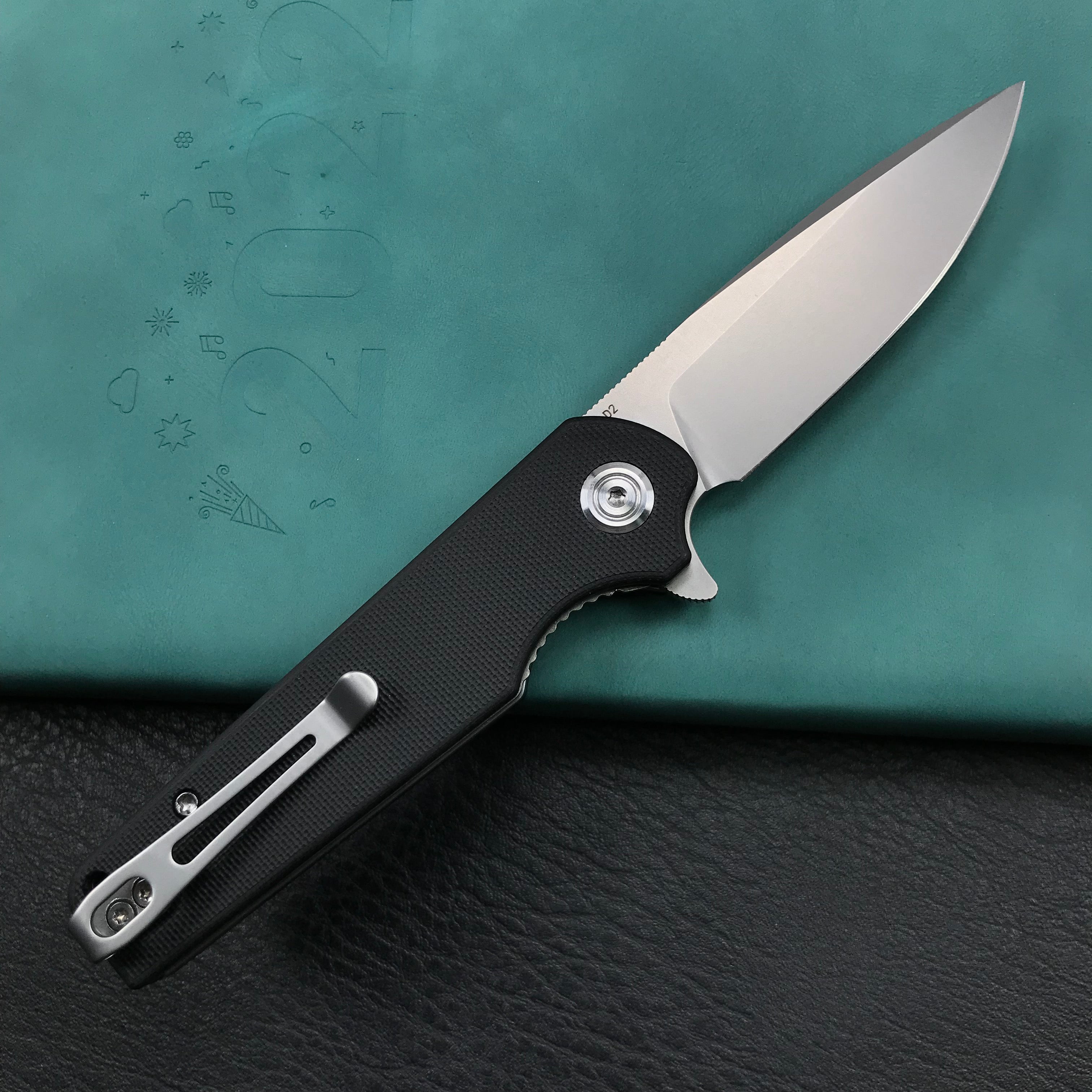 KUBEY KU233A EDC Wolverine Liner Lock Folding Pocket Knife Black G10 Handle 2.95" Bead Blasted D2