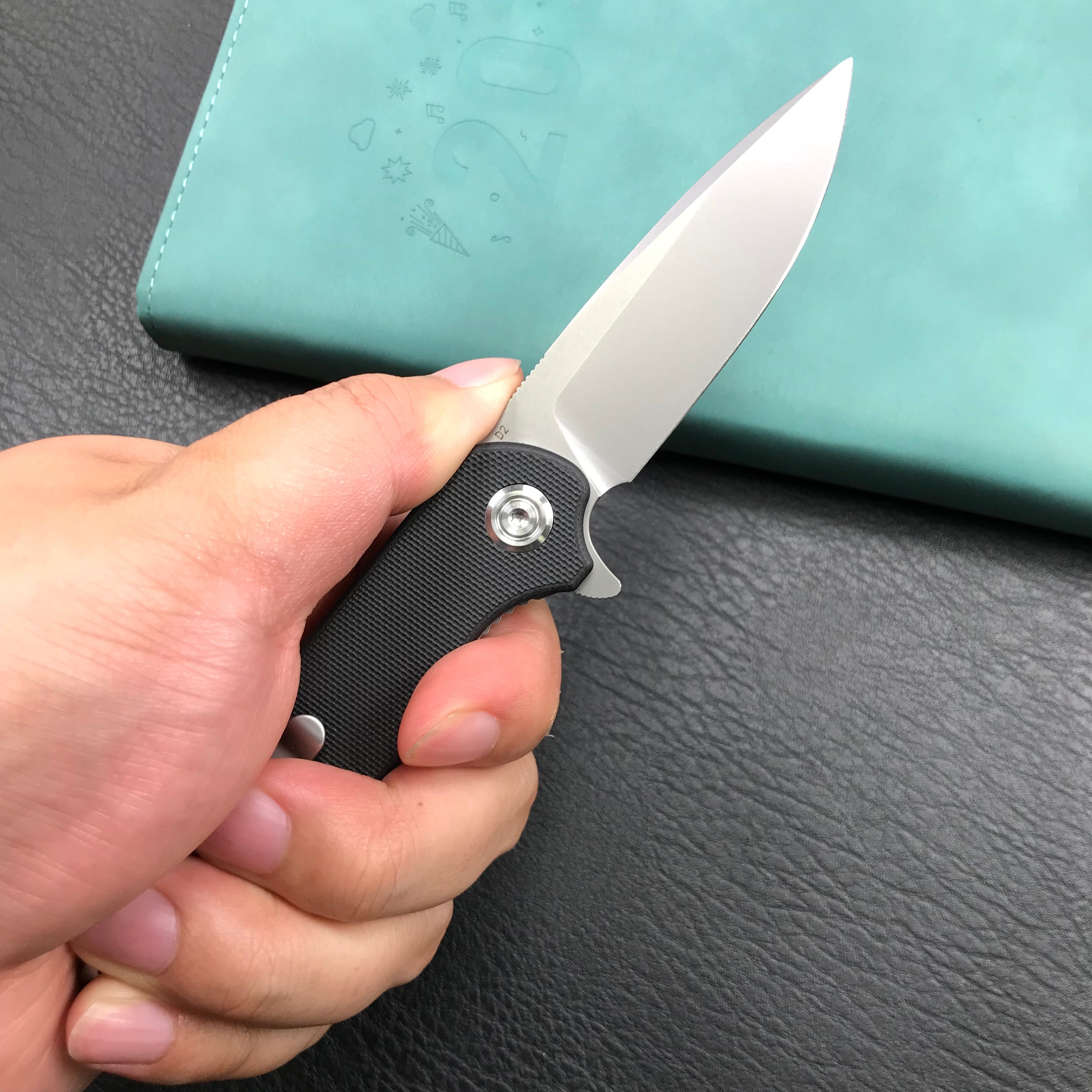 KUBEY KU233A EDC Wolverine Liner Lock Folding Pocket Knife Black G10 Handle 2.95" Bead Blasted D2