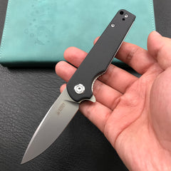 KUBEY KU233A EDC Wolverine Liner Lock Folding Pocket Knife Black G10 Handle 2.95" Bead Blasted D2