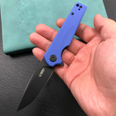 KUBEY KU233F EDC Wolverine Liner Lock Folding Pocket Knife  Blue G10 Handle 2.95" Dark Stonewashed D2