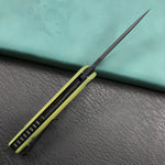 KUBEY KU233D EDC Wolverine Liner Lock Folding Pocket Knife Yellow G10 Handle 2.95" Dark Stonewashed D2
