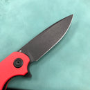 KUBEY KU233E EDC Wolverine Liner Lock Folding Pocket Knife Red G10 Handle 2.95" Dark Stonewashed D2