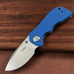 KUBEY KU180G Karaji Liner Lock Dual Thumb Studs Open Folding Pocket Knife G10 Handle 2.56" Bead Blasted D2