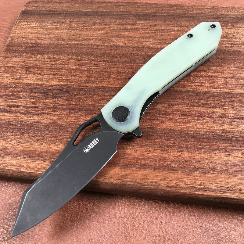 KUBEY  KU310D Drake edc Folding Knife Jade G10 Handle Dark Stonewahsed  D2