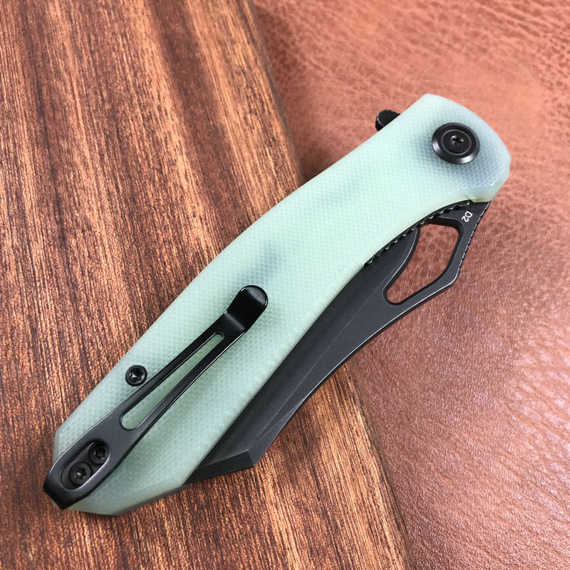 KUBEY  KU310D Drake edc Folding Knife Jade G10 Handle Dark Stonewahsed  D2