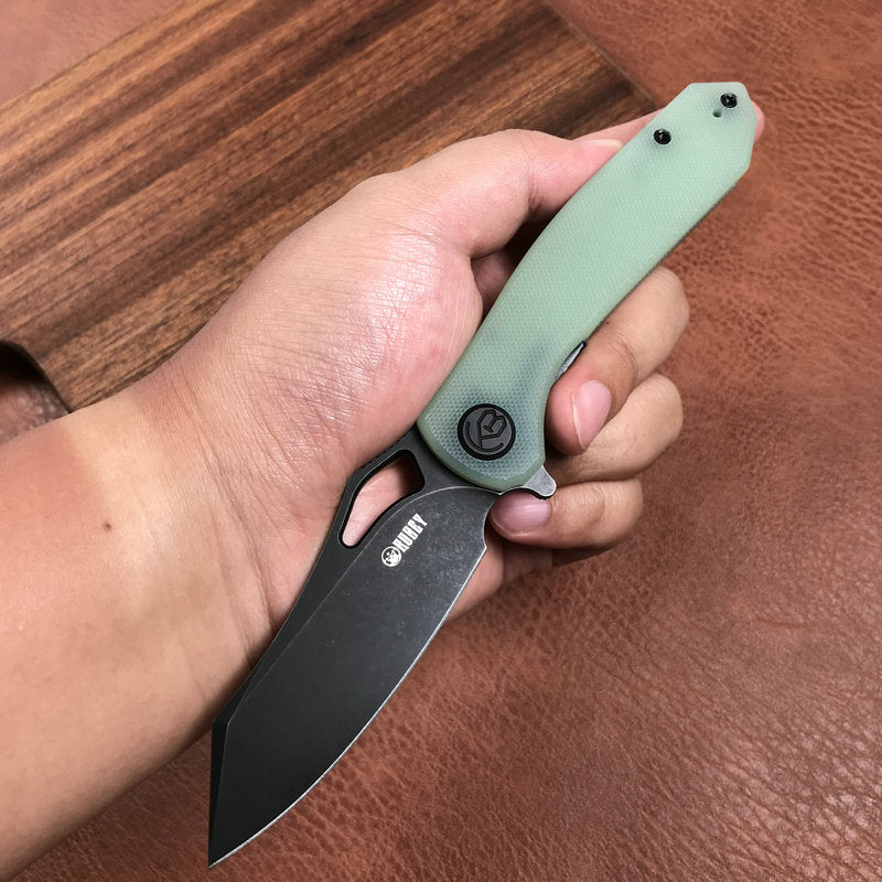 KUBEY  KU310D Drake edc Folding Knife Jade G10 Handle Dark Stonewahsed  D2