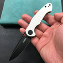 KUBEY KU210G Dugu Liner Lock Folding Knife White  G10 Handle 2.91'' Dark Stonewahsed 14C28N