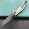 KUBEY KU159E Dugu Liner Lock Folding Knife Jade G10 Handle 2.91'' Dark Stonewahsed 14C28N