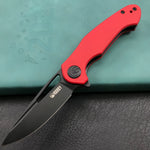 KUBEY KU210F Dugu Liner Lock Folding Knife Red G10 Handle 2.91'' Dark Stonewahsed 14C28N