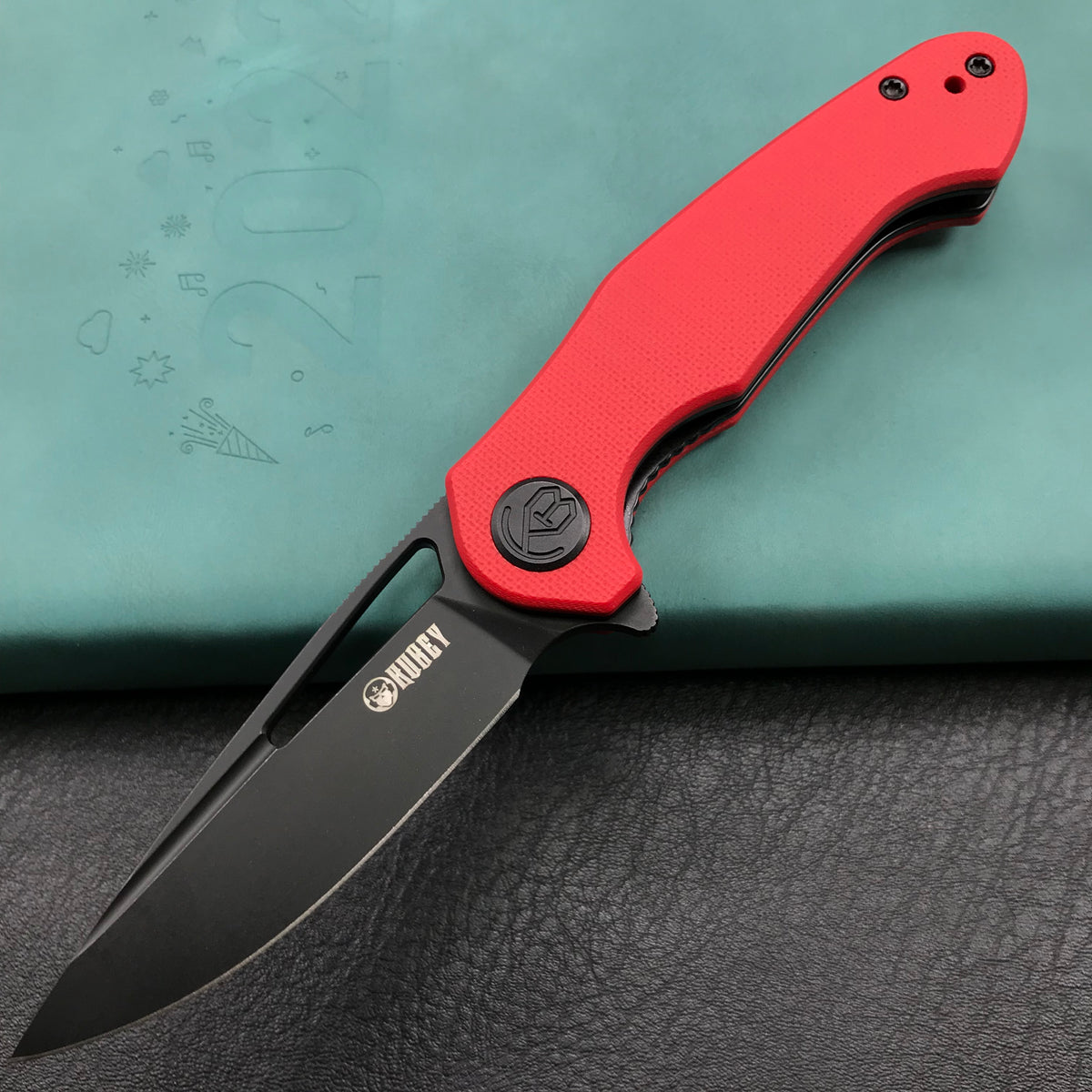 KUBEY KU210F Dugu Liner Lock Folding Knife Red G10 Handle 2.91'' Dark Stonewahsed 14C28N