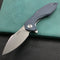 KUBEY KU236G NOBLE Liner Lock Folding Knife Blue G10 Handle (3.2" Sand Blast Stone Wash D2)