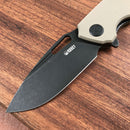 KUBEY KU322D  Liner Lock Flipper Folding Knife Tan G10 Handle 3.39" Dark Stonewashed D2