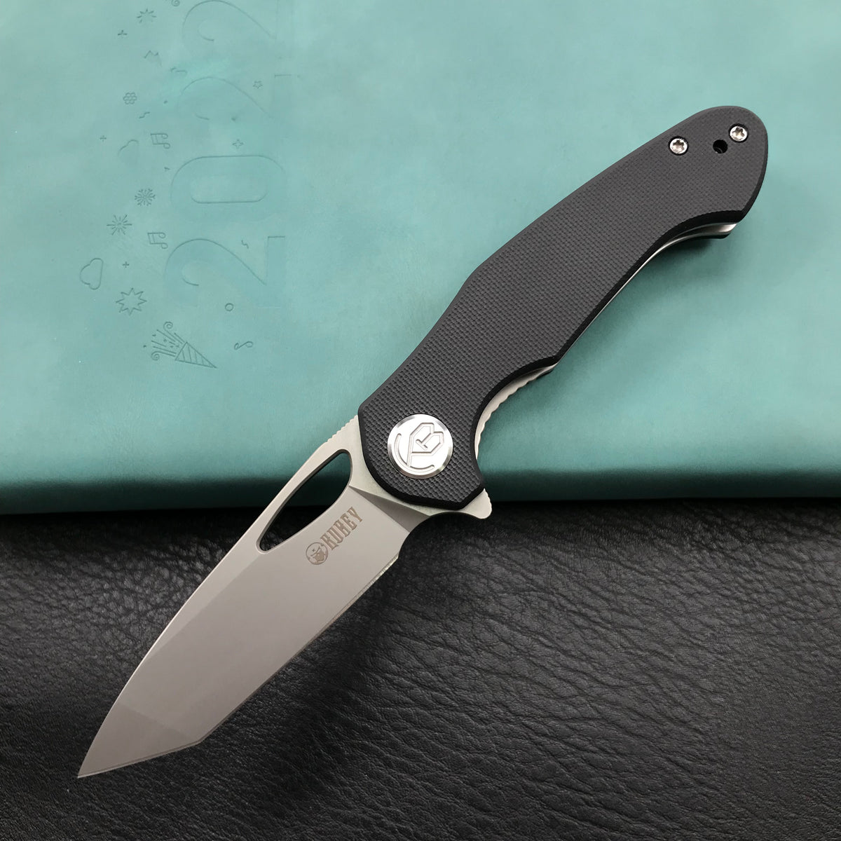 KUBEY KU159C EDC Dugu Liner Lock Folding Knife Black G10 Handle  2.95" Bead Blasted 14C28N