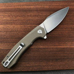 KUBEY KU901H Liner Lock Flipper Folding Knife Tan G10 Handle 3.27" Blasted Stonewashed  D2