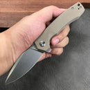 KUBEY KU901H Liner Lock Flipper Folding Knife Tan G10 Handle 3.27" Blasted Stonewashed  D2