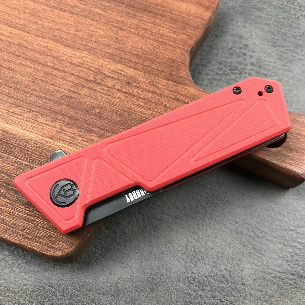 KUBEY KU104D Avenger Outdoor Edc Folding Pocket Knife Red G10 Handle 3.07" Dark Stonewashed D2