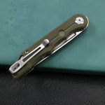 KUBEY KU2101D Mizo Liner Lock Front Flipper Folding Knife Green G10 Handle 3.15" Satin 14C28N