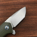 KUBEY KU203B Chubby Liner Lock EDC Flipper Knife OD Green G10 Handle (2.36" Sandblast D2)