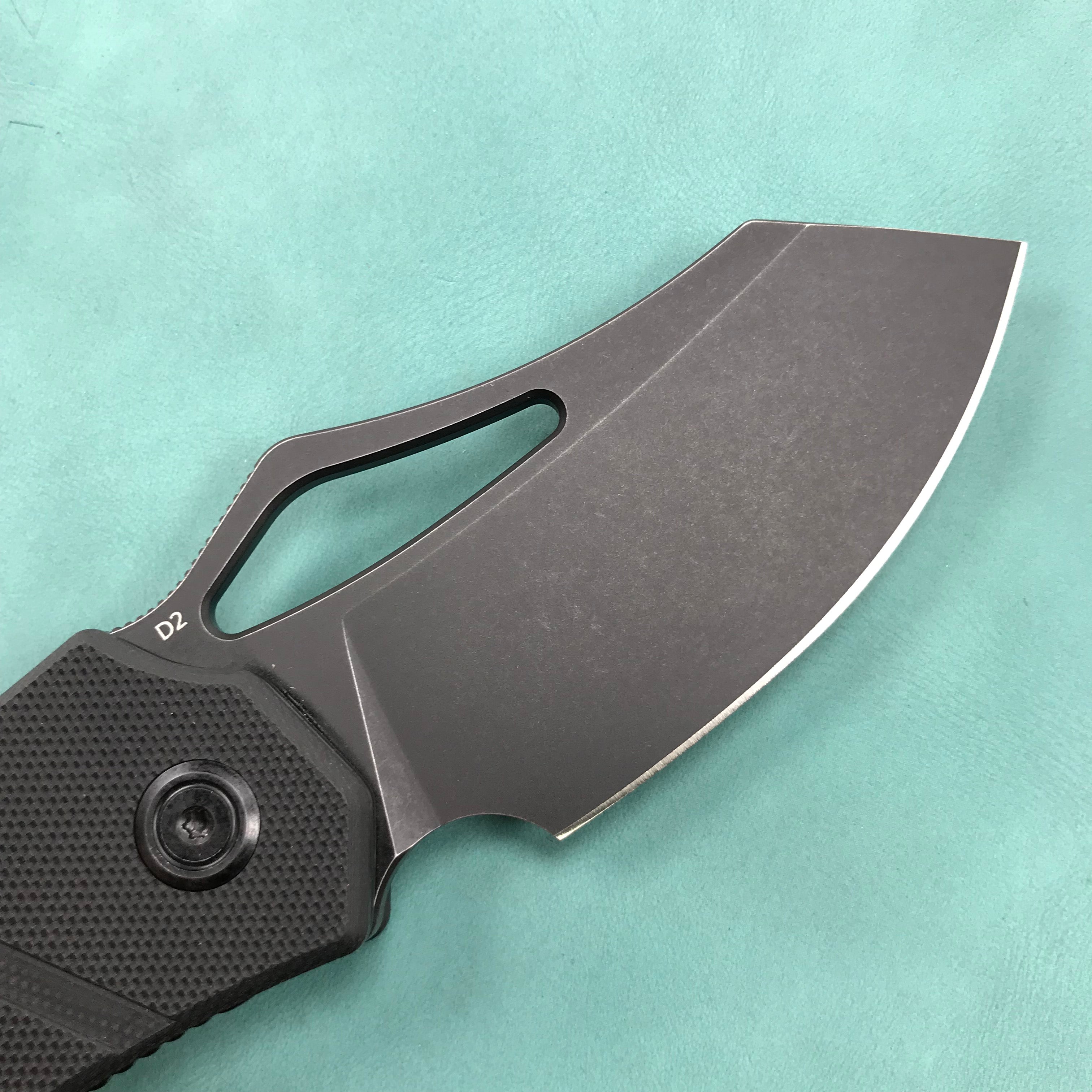 KUBEY KU335D EDC Folding Knife Black G10 Handle 2.95"  Dark Stonewahsed D2