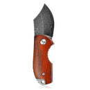 （sales promotion）KNIFE DM143-1 FOLDING KNIFE, 1.8" DAMASCUS STEEL BLADE &amp; WOOD HANDLE - LINER LOCK （SALE PRICE ）